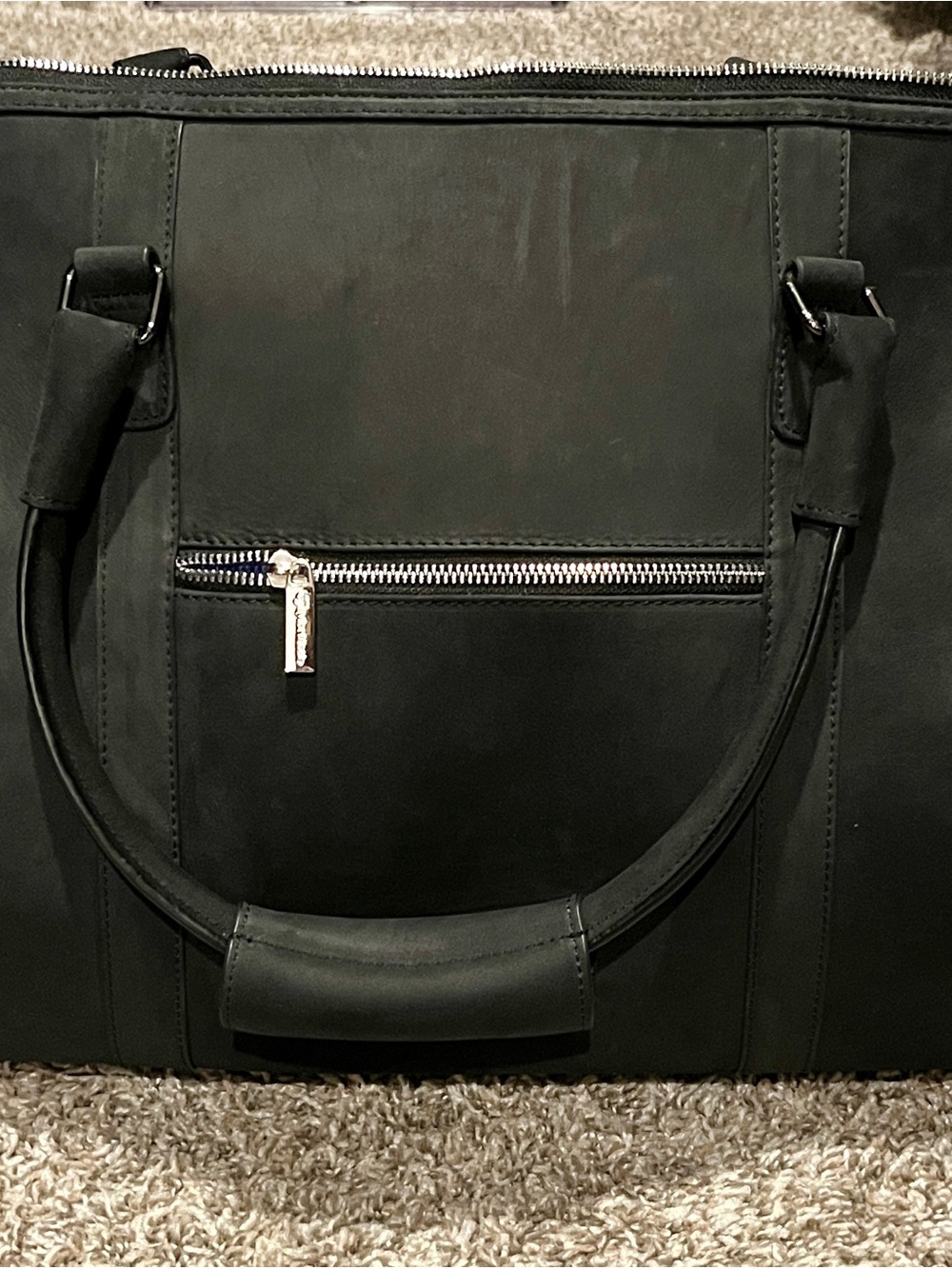 TaylorMade Black Suede Men's Duffel with Front Zip Pocket